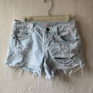 Light Wash Denim Distressed Shorts
